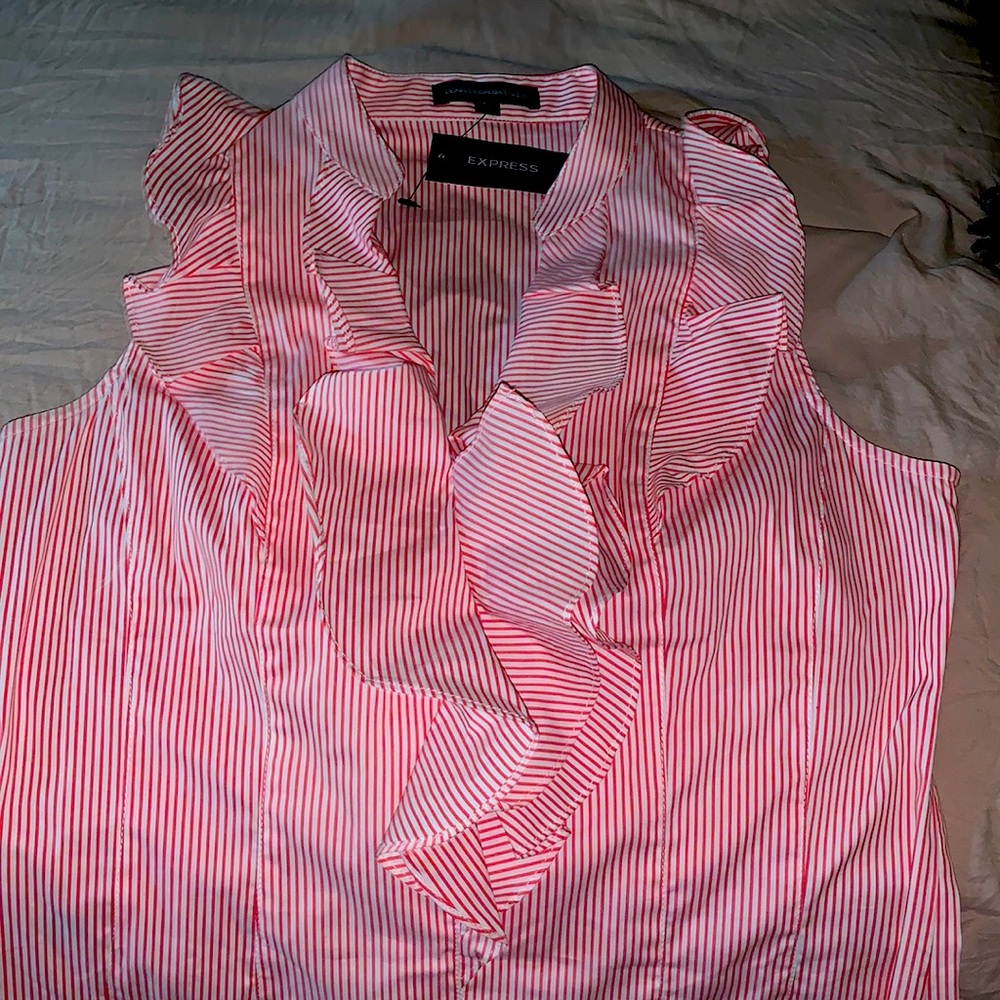 Red and white striped business formal shirt